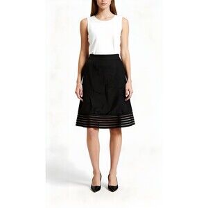 Cute Ann Taylor Black Silk Blend Skirt Size 2P Womens With Mesh Designs